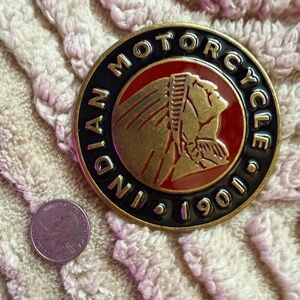 Indian Motorcycle Gold and Red Belt Buckle